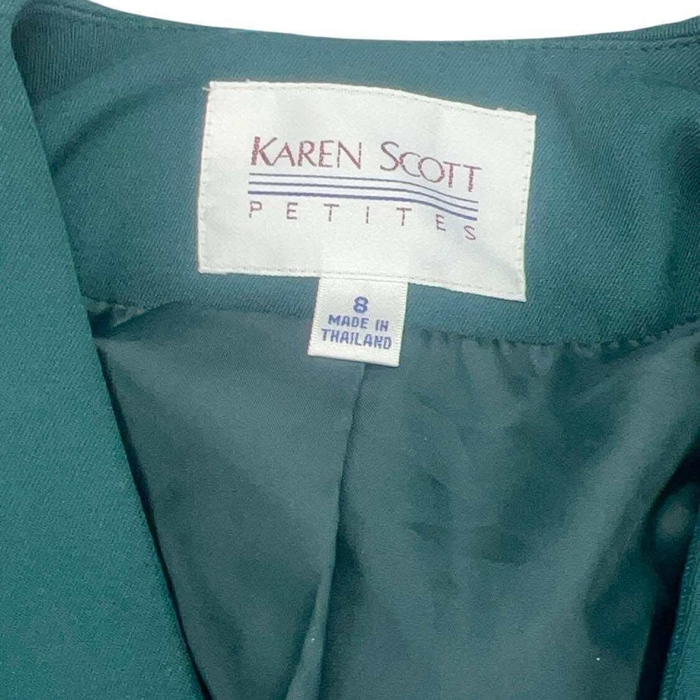Vintage Karen Scott size 8 Petites Green Short‎ Sleeve Blazer Jacket Business - Picture 7 of 12